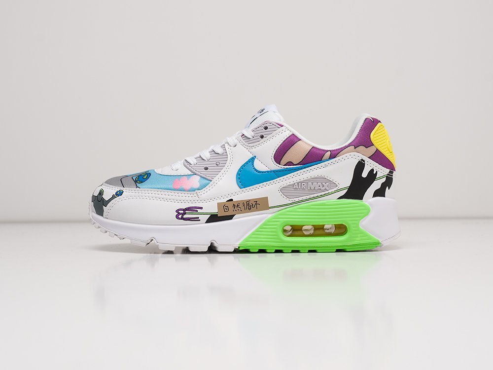 Nike Air Max 90 Flyleather Ruohan Wang White / Blue / Green / Multi - фото 1