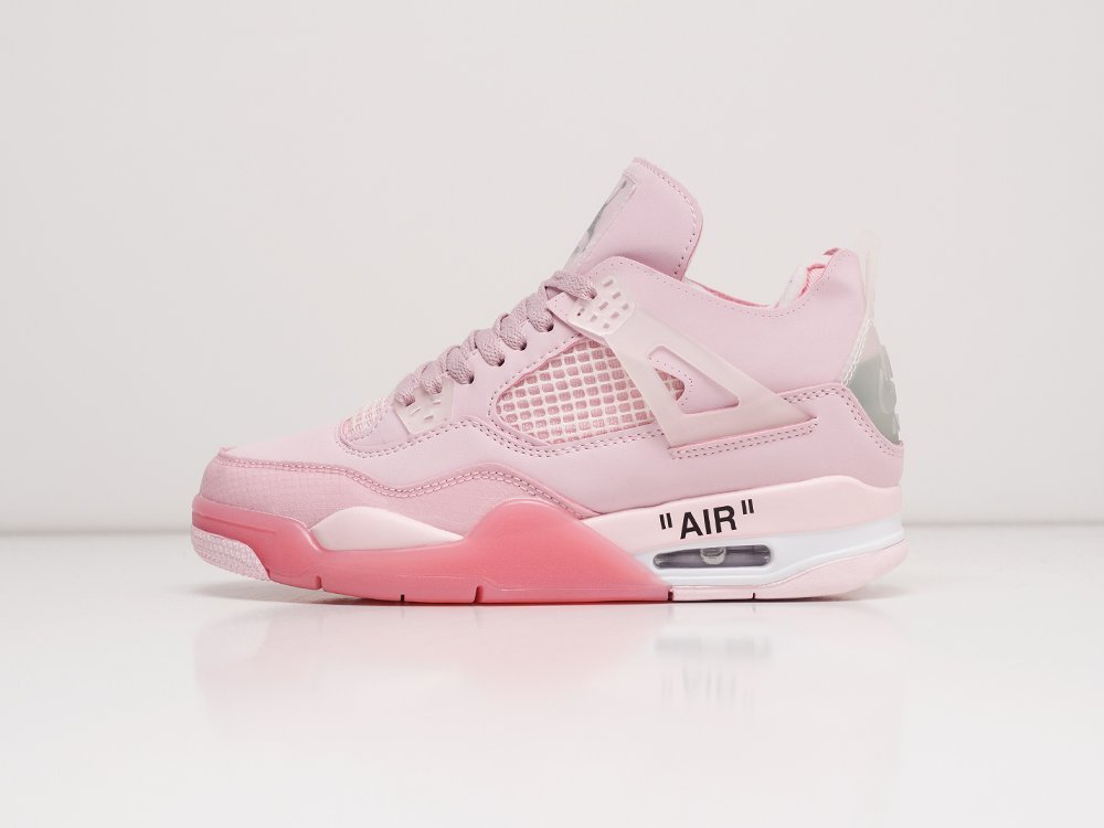 Nike x OFF White Air Jordan 4 Retro WMNS розовые кожа женские (AR21468) - фото 1