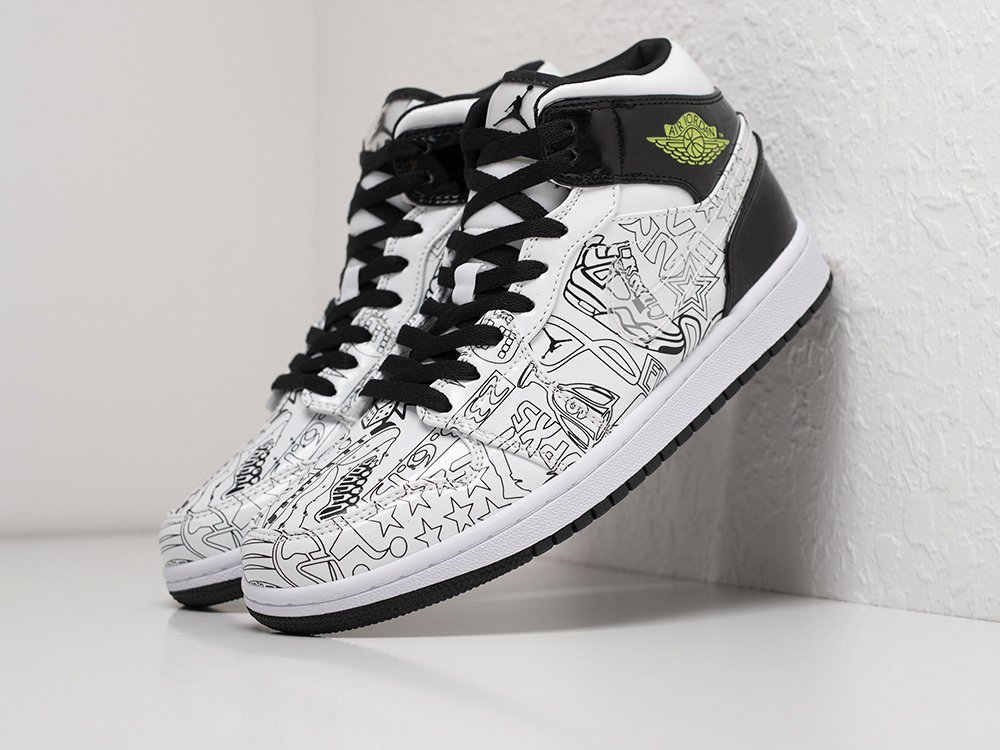 Nike Air Jordan 1 DIY белые кожа мужские (AR21550) - фото 2 Nike Air Jordan 1 DIY белые кожа мужские (AR21550) - фото 2