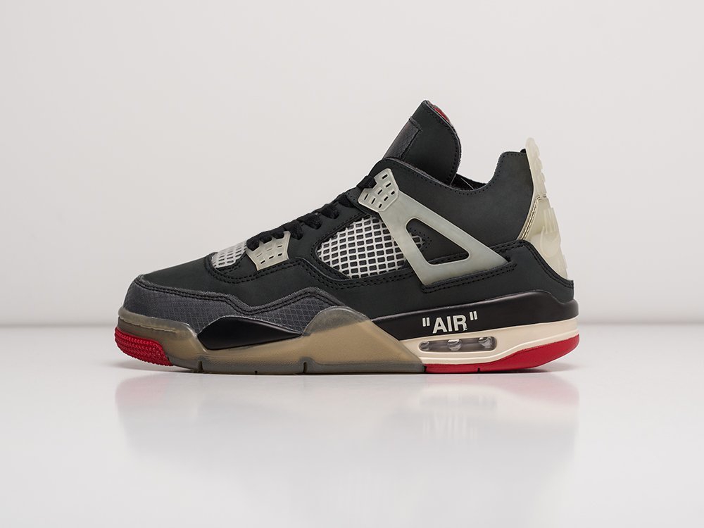 Nike x OFF White Air Jordan 4 Retro черные замша мужские (AR21624) - фото 1 Nike x OFF White Air Jordan 4 Retro черные замша мужские (AR21624) - фото 1