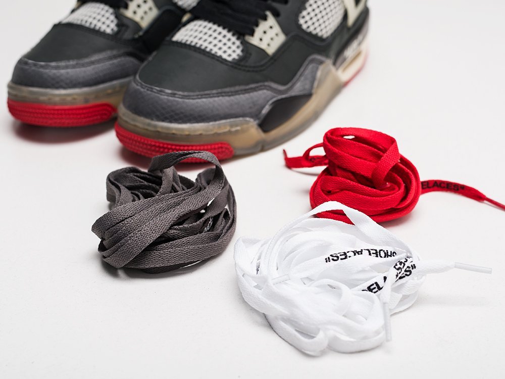 Nike x OFF White Air Jordan 4 Retro черные замша мужские (AR21624) - фото 4