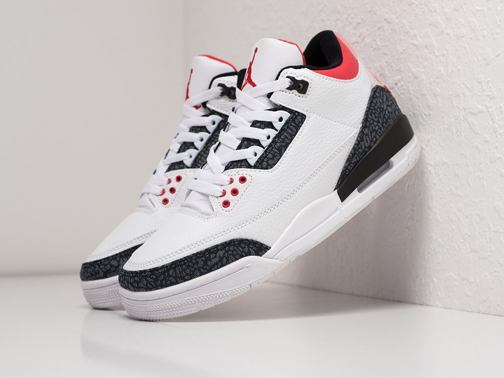 Nike Air Jordan 3 Retro белые кожа мужские (AR21678) - фото 2 Nike Air Jordan 3 Retro белые кожа мужские (AR21678) - фото 2