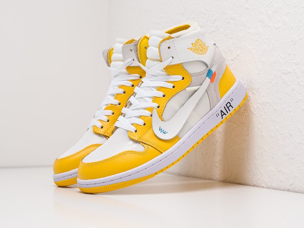 Nike Air Jordan 1 x Off-White желтые мужские (AR21686) - фото 2