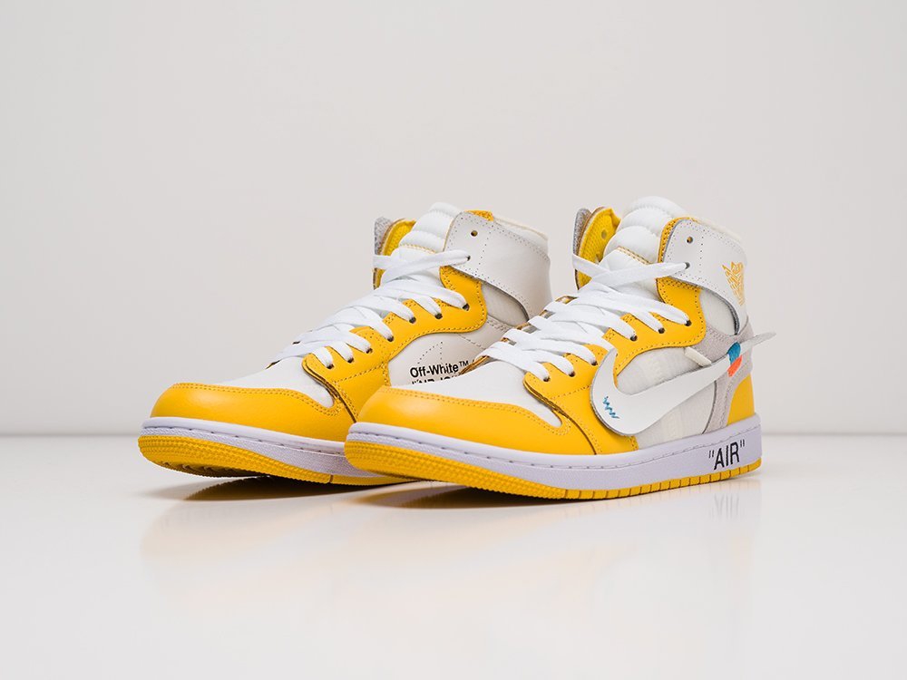Nike Air Jordan 1 x Off-White желтые мужские (AR21686) - фото 3