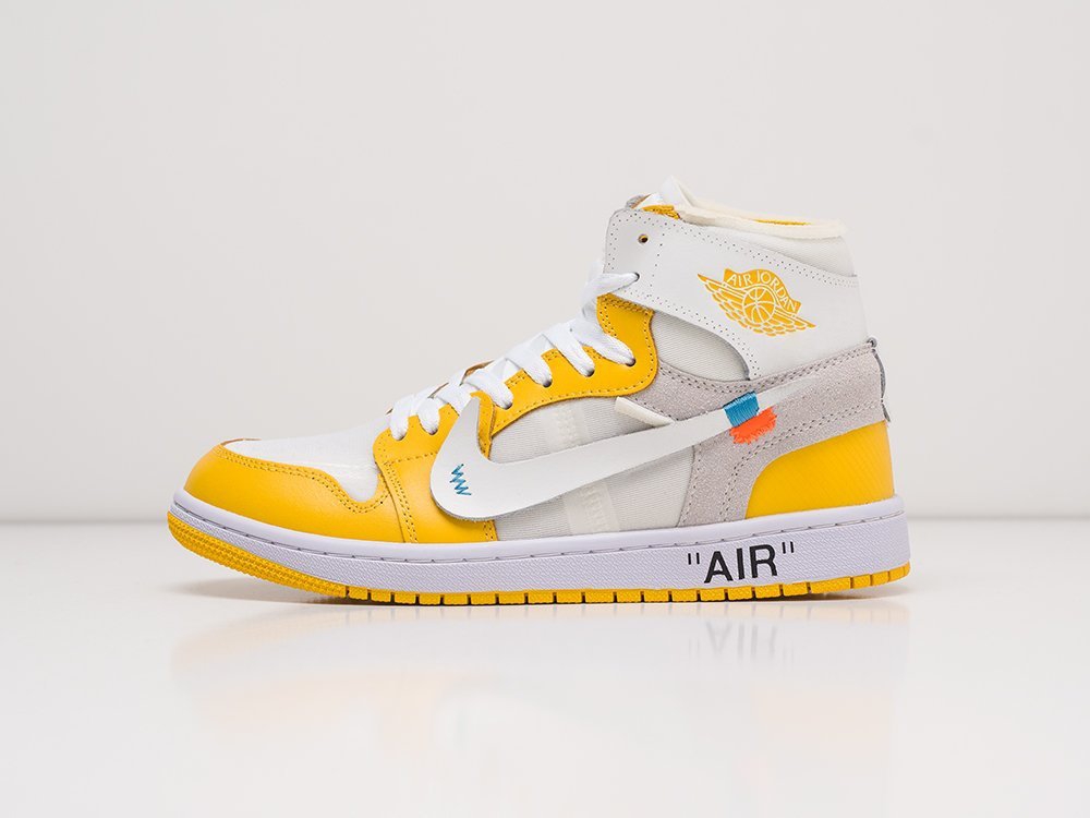 Nike Air Jordan 1 x Off-White желтые мужские (AR21686) - фото 1