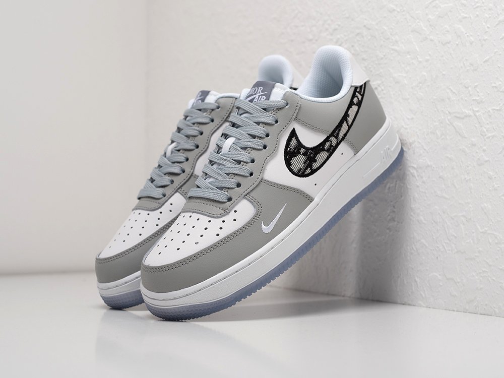 Nike x Dior Air Force 1 Low WMNS серые кожа женские (AR21742) - фото 2 Nike x Dior Air Force 1 Low WMNS серые кожа женские (AR21742) - фото 2