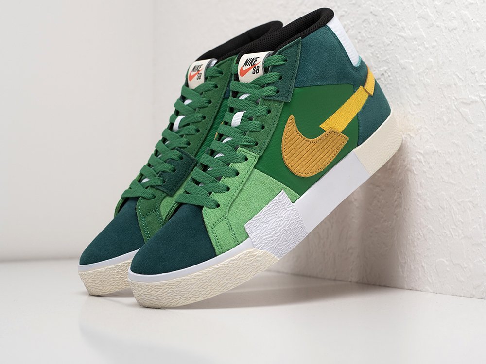 Nike SB Zoom Blazer Mid Mosaic Green зеленые замша мужские (AR21755) - фото 2