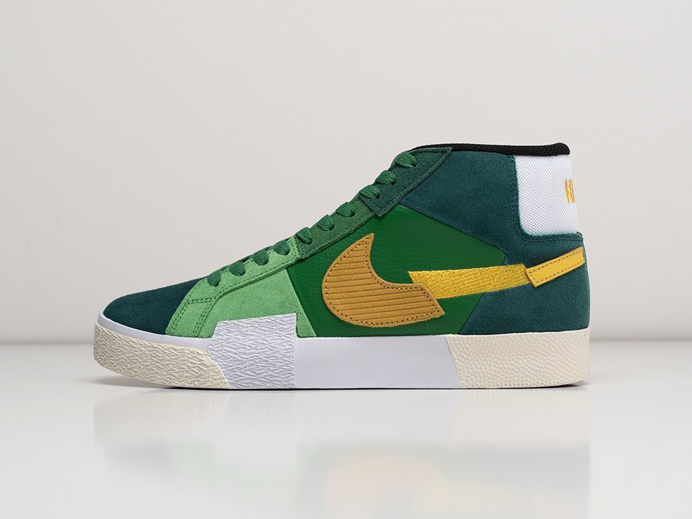 Nike SB Zoom Blazer Mid Mosaic Green зеленые замша мужские (AR21755) - фото 1
