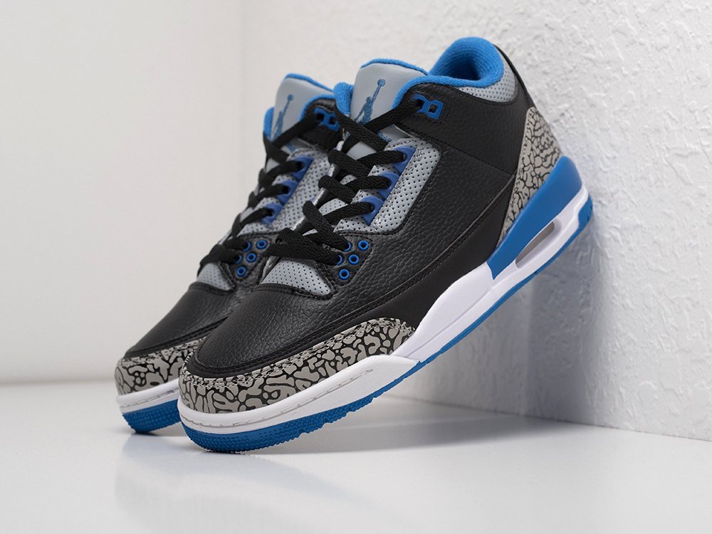 Nike Air Jordan 3 Retro Sport Blue черные кожа мужские (AR21757) - фото 2