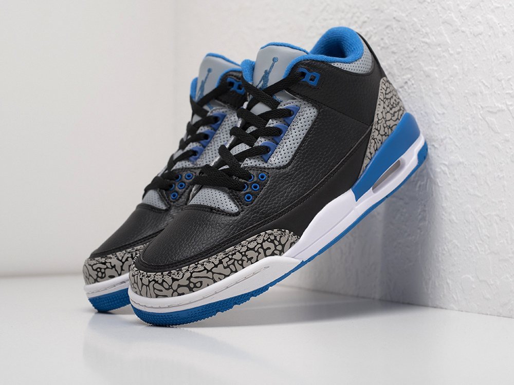 Nike Air Jordan 3 Retro Sport Blue черные кожа мужские (AR21757) - фото 2 Nike Air Jordan 3 Retro Sport Blue черные кожа мужские (AR21757) - фото 2