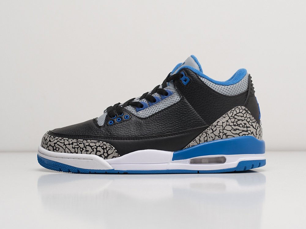Nike Air Jordan 3 Retro Sport Blue черные кожа мужские (AR21757) - фото 1 Nike Air Jordan 3 Retro Sport Blue черные кожа мужские (AR21757) - фото 1