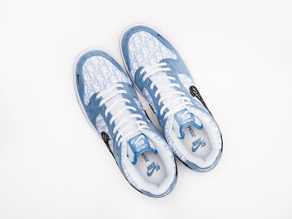 Nike Dior x SB Dunk Low синие текстиль мужские (AR21894) - фото 3