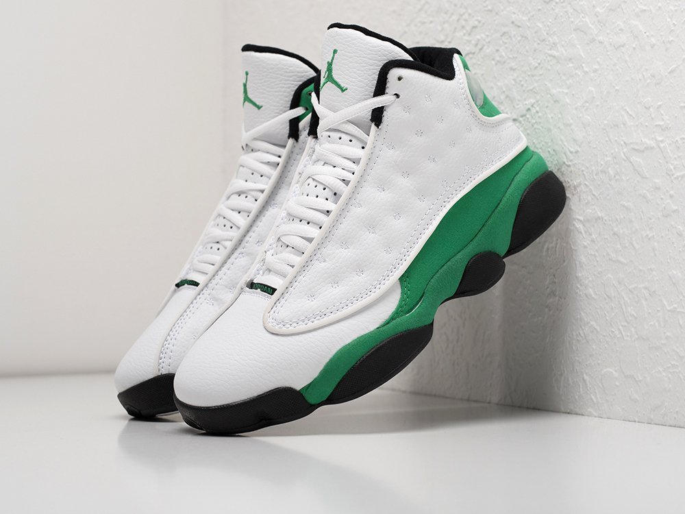 Nike Air Jordan 13 Retro Lucky Green белые кожа мужские (AR21944) - фото 2 Nike Air Jordan 13 Retro Lucky Green белые кожа мужские (AR21944) - фото 2