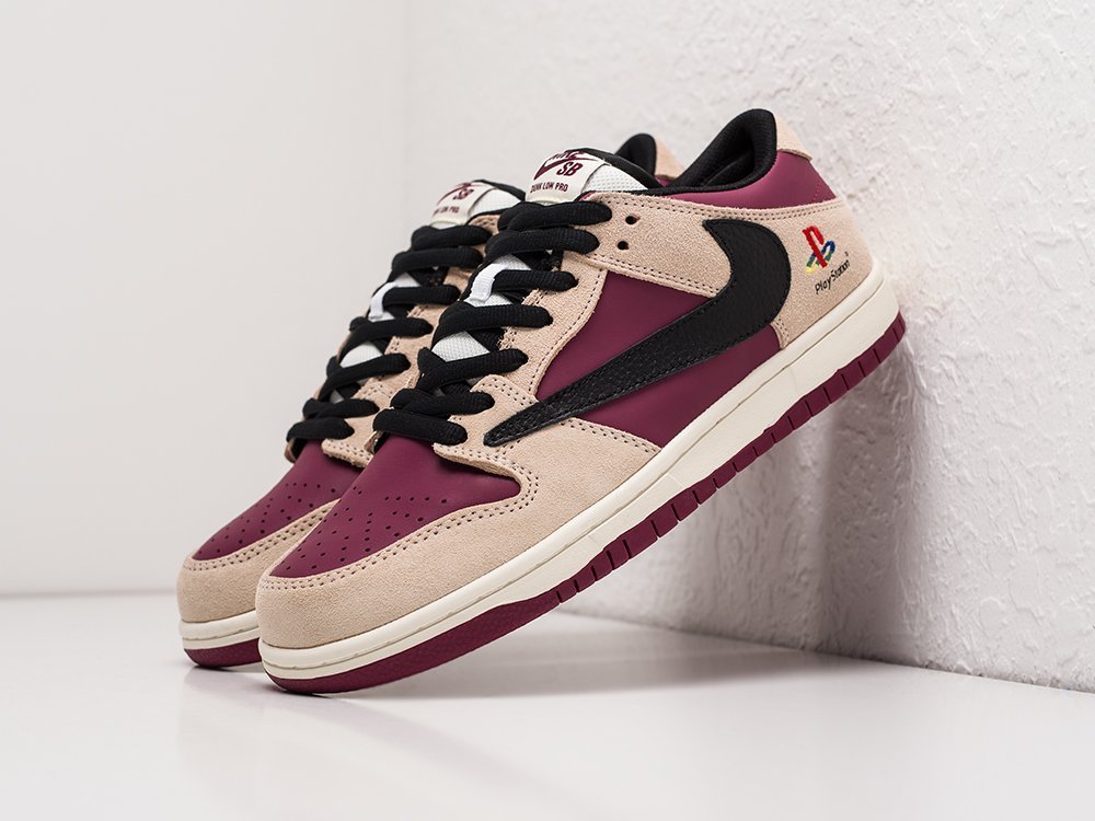 Nike SB Dunk Low x Travis Scott х PlayStation 5 бордовые кожа мужские (AR21954) - фото 2 Nike SB Dunk Low x Travis Scott х PlayStation 5 бордовые кожа мужские (AR21954) - фото 2
