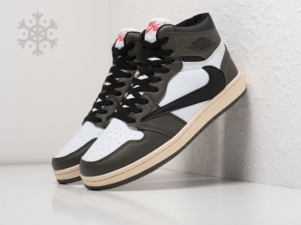 мужские кроссовки Nike Air Jordan 1 x Travis Scott Brown / White / Black