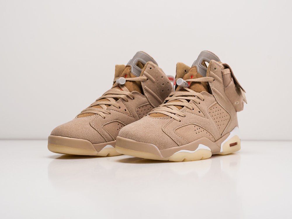Nike x Travis Scott Air Jordan 6 бежевые текстиль мужские (AR22038) - фото 3 Nike x Travis Scott Air Jordan 6 бежевые текстиль мужские (AR22038) - фото 3