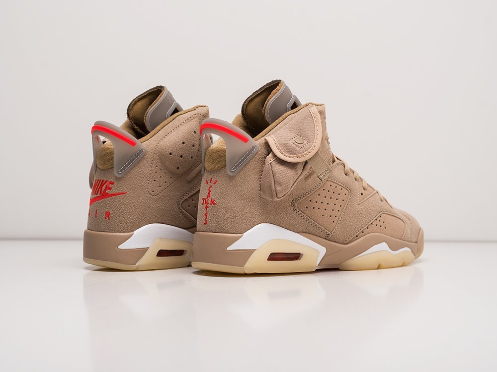 Nike x Travis Scott Air Jordan 6 бежевые текстиль мужские (AR22038) - фото 4 Nike x Travis Scott Air Jordan 6 бежевые текстиль мужские (AR22038) - фото 4