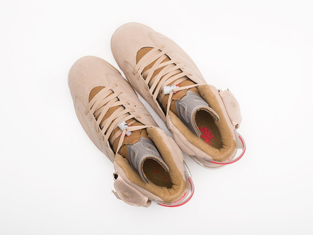 Nike x Travis Scott Air Jordan 6 бежевые текстиль мужские (AR22038) - фото 6 Nike x Travis Scott Air Jordan 6 бежевые текстиль мужские (AR22038) - фото 6