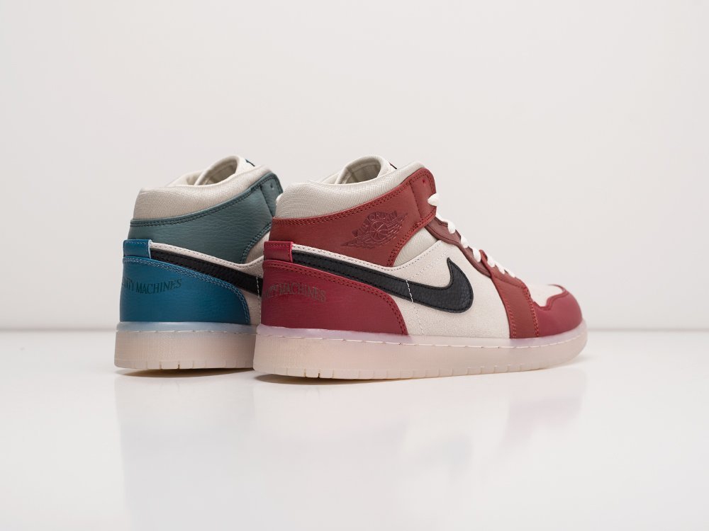 женские кроссовки Nike Air Jordan 1 Mid WMNS Anti-Gravity Machines Dark Pony / Saturn Gold / Redstone