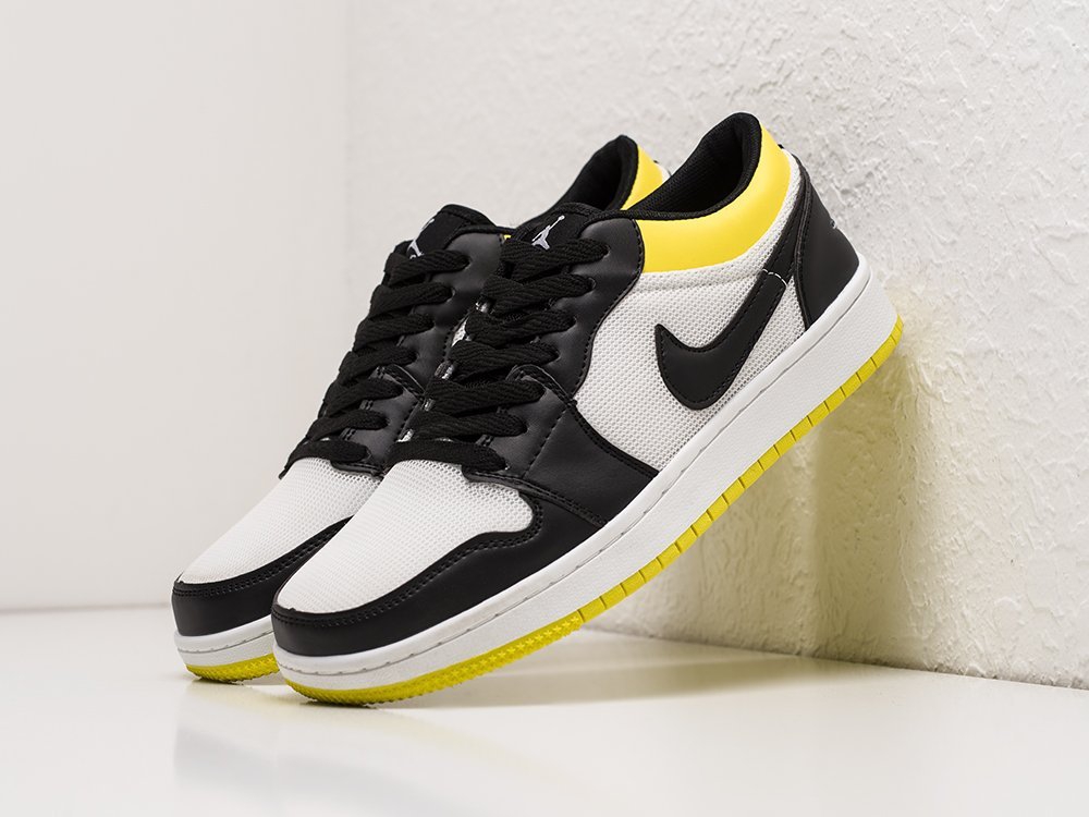 Мужские кроссовки Nike Air Jordan 1 Low White / Black / Yellow (40-45 размер) фото 2