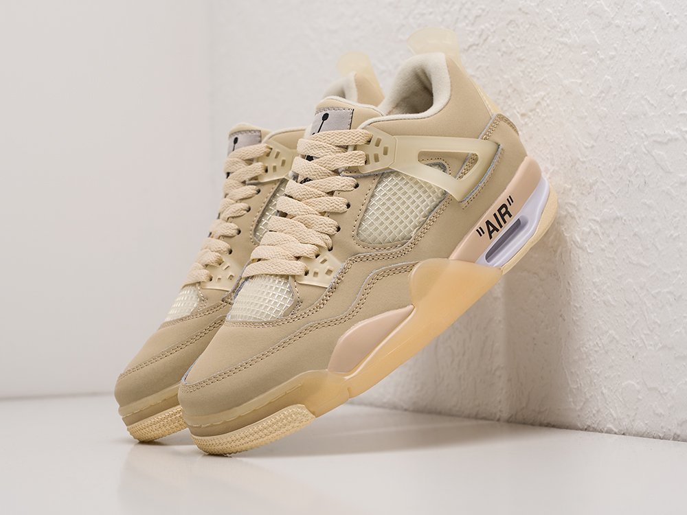 Nike x OFF White Air Jordan 4 Retro WMNS бежевые кожа женские (AR22404) - фото 2 Nike x OFF White Air Jordan 4 Retro WMNS бежевые кожа женские (AR22404) - фото 2