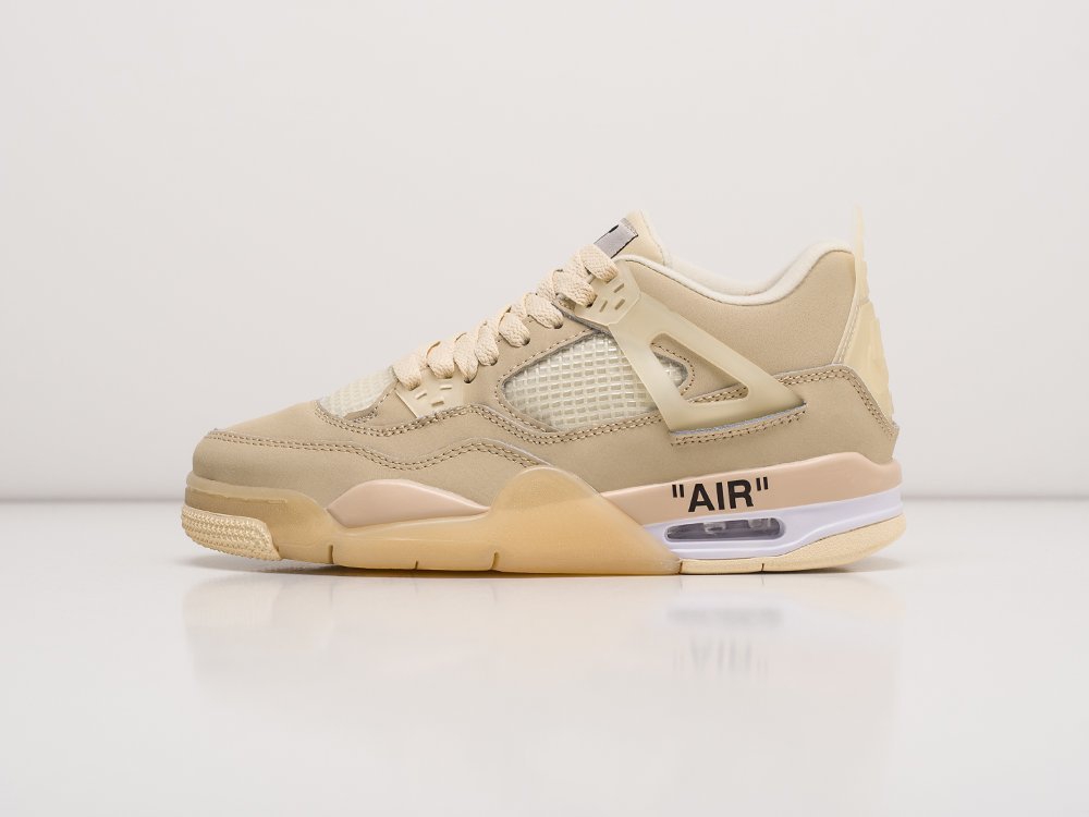 Nike x OFF White Air Jordan 4 Retro WMNS бежевые кожа женские (AR22404) - фото 1 Nike x OFF White Air Jordan 4 Retro WMNS бежевые кожа женские (AR22404) - фото 1