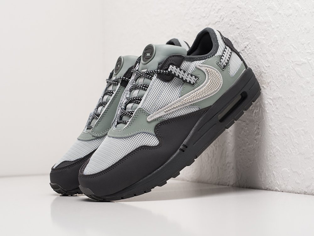 Nike x Travis Scott Air Max 1 серые текстиль мужские (AR22408) - фото 2 Nike x Travis Scott Air Max 1 серые текстиль мужские (AR22408) - фото 2