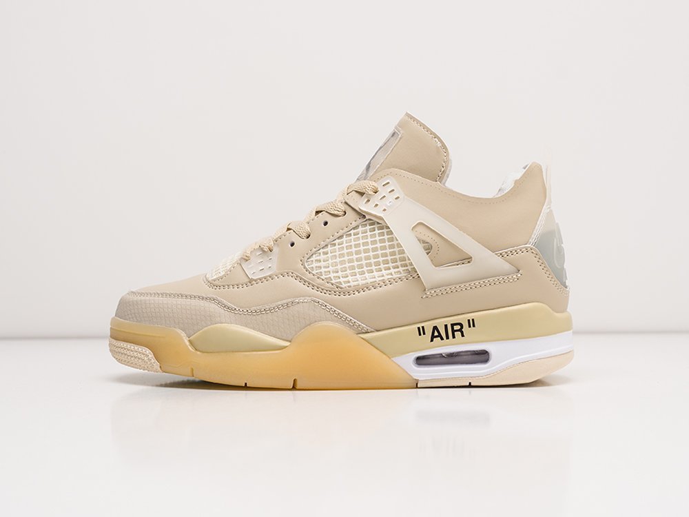 Nike x OFF White Air Jordan 4 Retro бежевые кожа мужские (AR22440) - фото 1 Nike x OFF White Air Jordan 4 Retro бежевые кожа мужские (AR22440) - фото 1