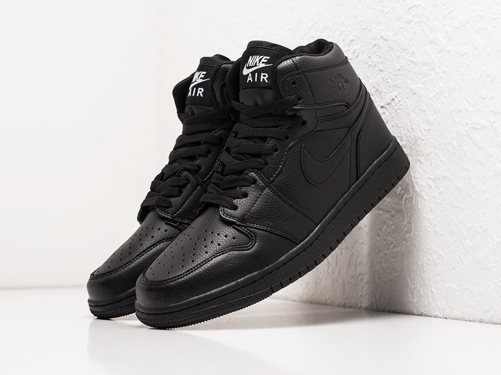 Nike Air Jordan 1 черные кожа мужские (AR22487) - фото 2