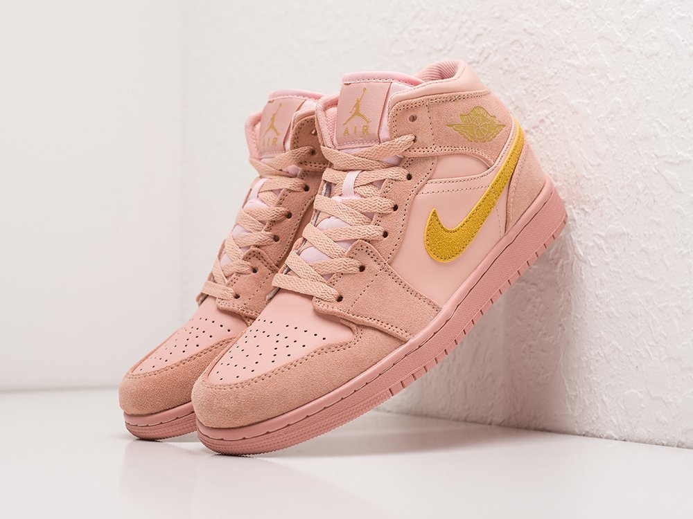 Nike Air Jordan 1 WMNS Coral Gold розовые кожа женские (AR22741) - фото 2