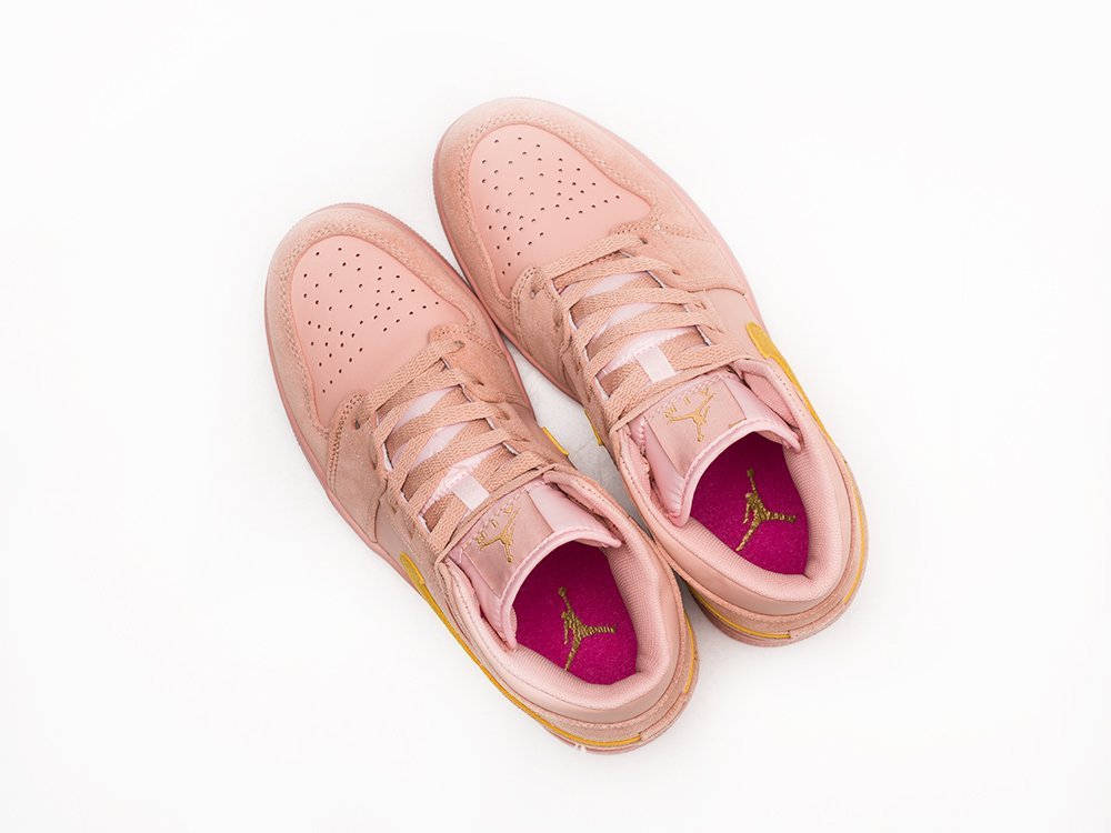 Nike Air Jordan 1 WMNS Coral Gold розовые кожа женские (AR22741) - фото 3
