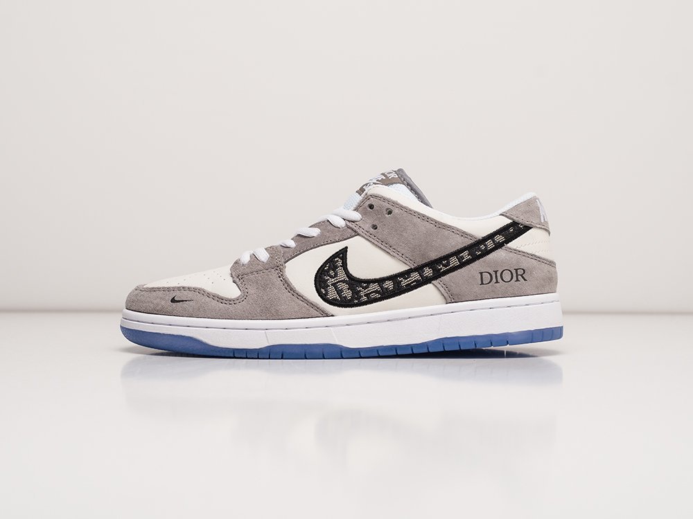 Nike Dior x SB Dunk Low WMNS серые текстиль женские (AR22854) - фото 1