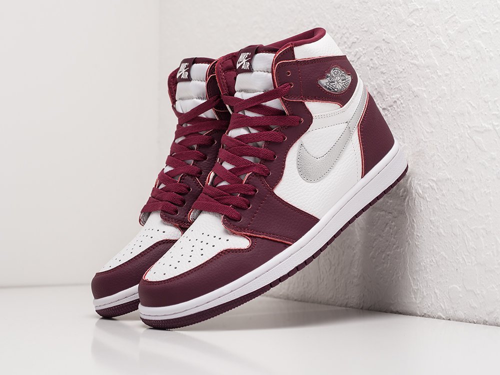 Nike Air Jordan 1 бордовые кожа мужские (AR22860) - фото 2 Nike Air Jordan 1 бордовые кожа мужские (AR22860) - фото 2