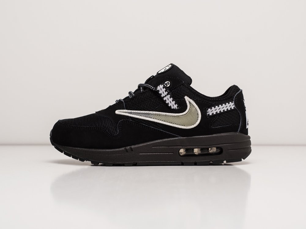 Nike Air Max 1 x Travis Scott черные текстиль мужские (AR22862) - фото 1 Nike Air Max 1 x Travis Scott черные текстиль мужские (AR22862) - фото 1