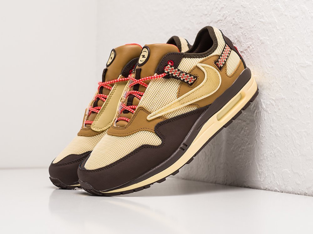 Nike Air Max 1 x Travis Scott коричневые текстиль мужские (AR22863) - фото 2 Nike Air Max 1 x Travis Scott коричневые текстиль мужские (AR22863) - фото 2