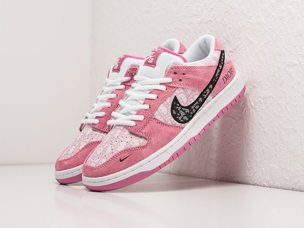 Nike Dior x SB Dunk Low WMNS розовые текстиль женские (AR22864) - фото 2 Nike Dior x SB Dunk Low WMNS розовые текстиль женские (AR22864) - фото 2