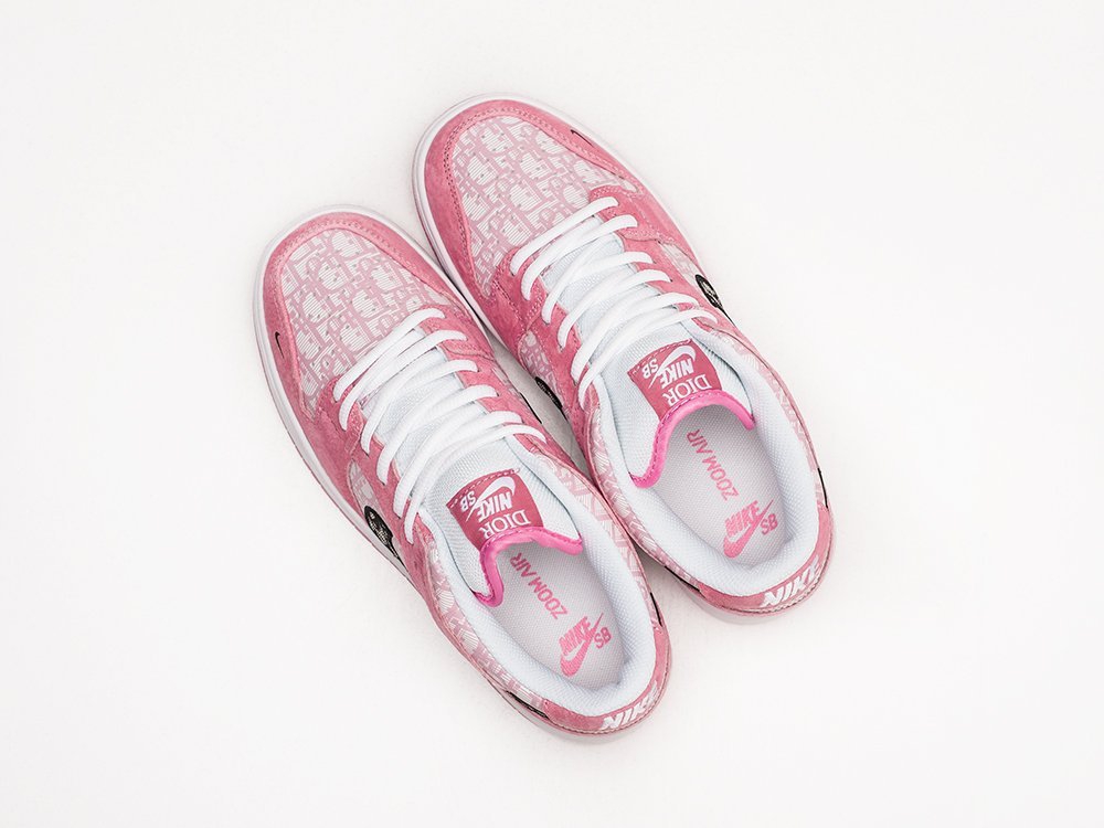 Nike Dior x SB Dunk Low WMNS Pink / White / Black - фото 3