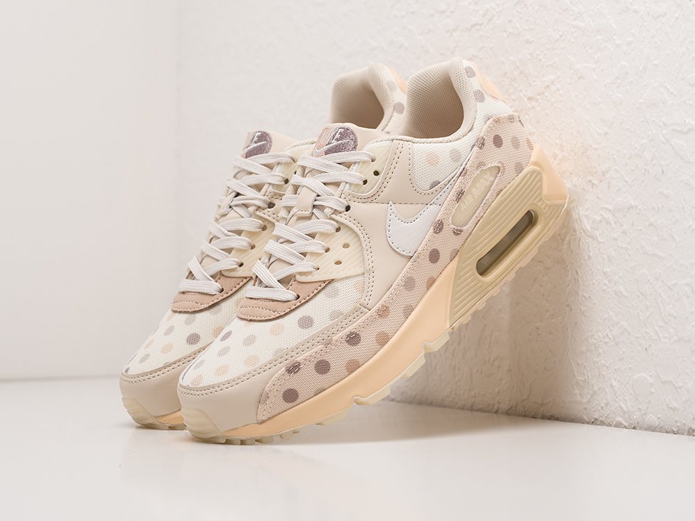 Nike Air Max 90 WMNS NRG Polka Shimmer бежевые текстиль женские (AR22974) - фото 2