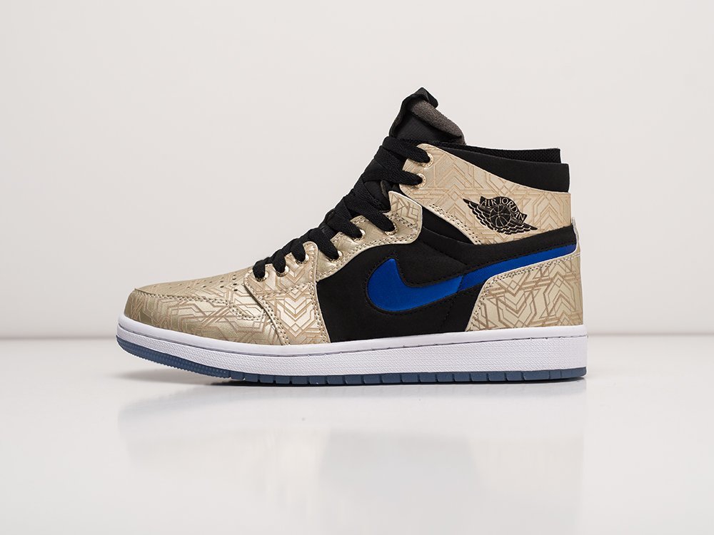 Nike Air Jordan 1 Zoom CMFT Gold Laser черные кожа мужские (AR22976) - фото 1