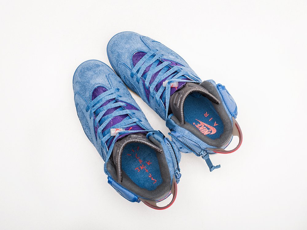 Nike Air Jordan 6 x Travis Scott Houston Oilers синие замша мужские (AR23167) - фото 3