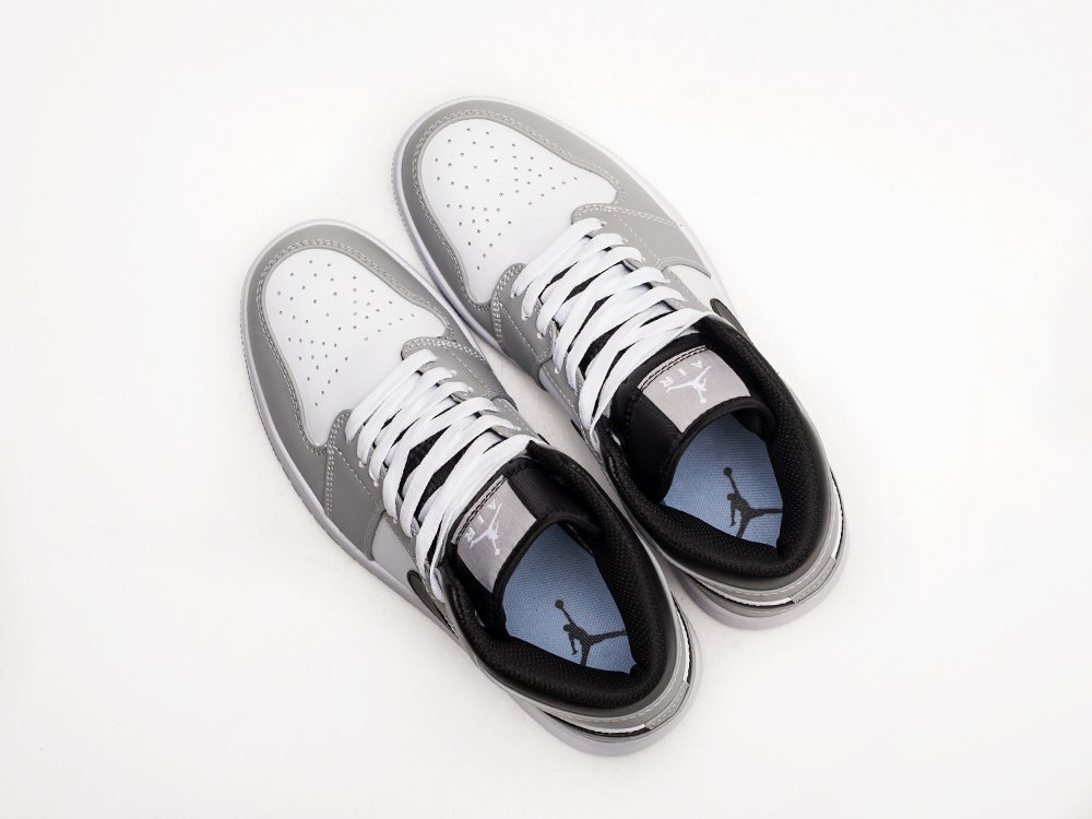 Nike Air Jordan 1 серые кожа мужские (AR23314) - фото 3 Nike Air Jordan 1 серые кожа мужские (AR23314) - фото 3