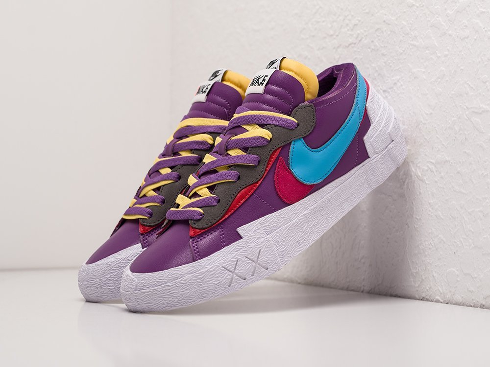 Nike x Kaws x Sacai x Blazer Low Berry фиолетовые текстиль мужские (AR23629) - фото 2