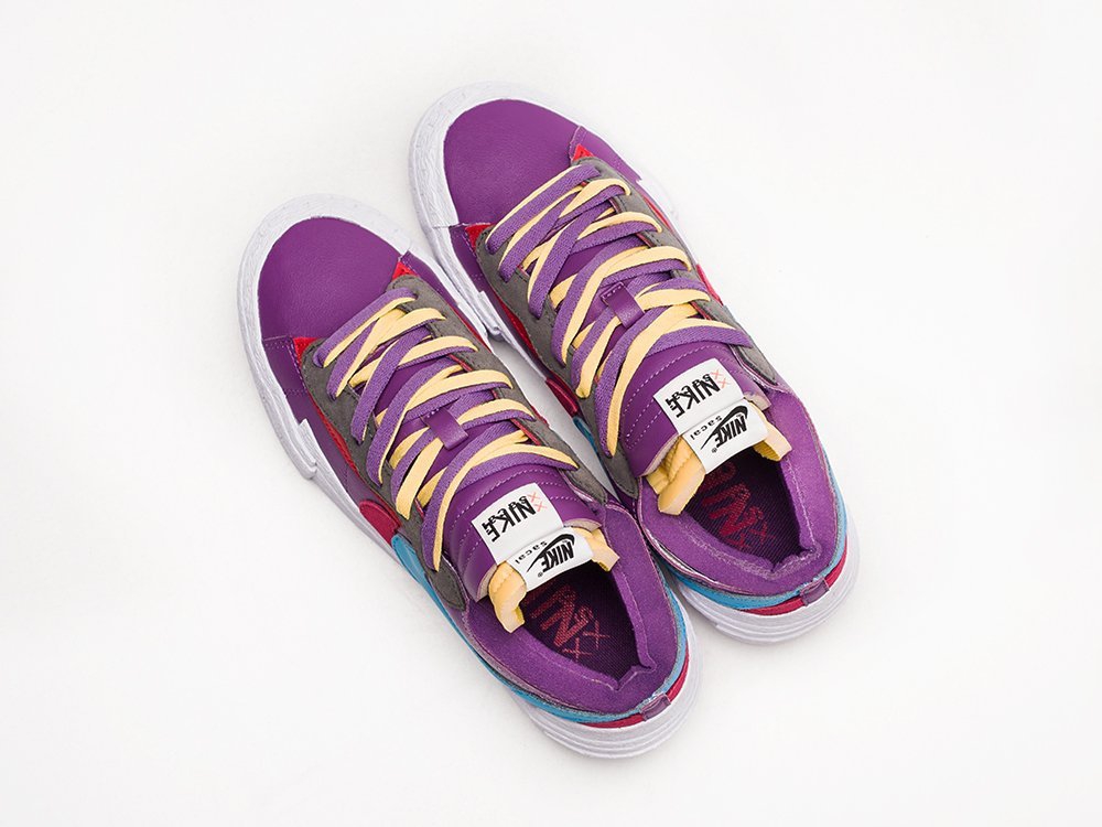 Nike x Kaws x Sacai x Blazer Low Berry фиолетовые текстиль мужские (AR23629) - фото 3