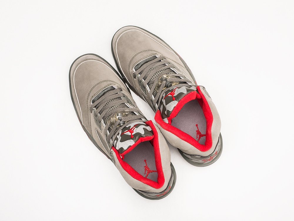 Nike Air Jordan 5 Camo серые кожа мужские (AR23820) - фото 3