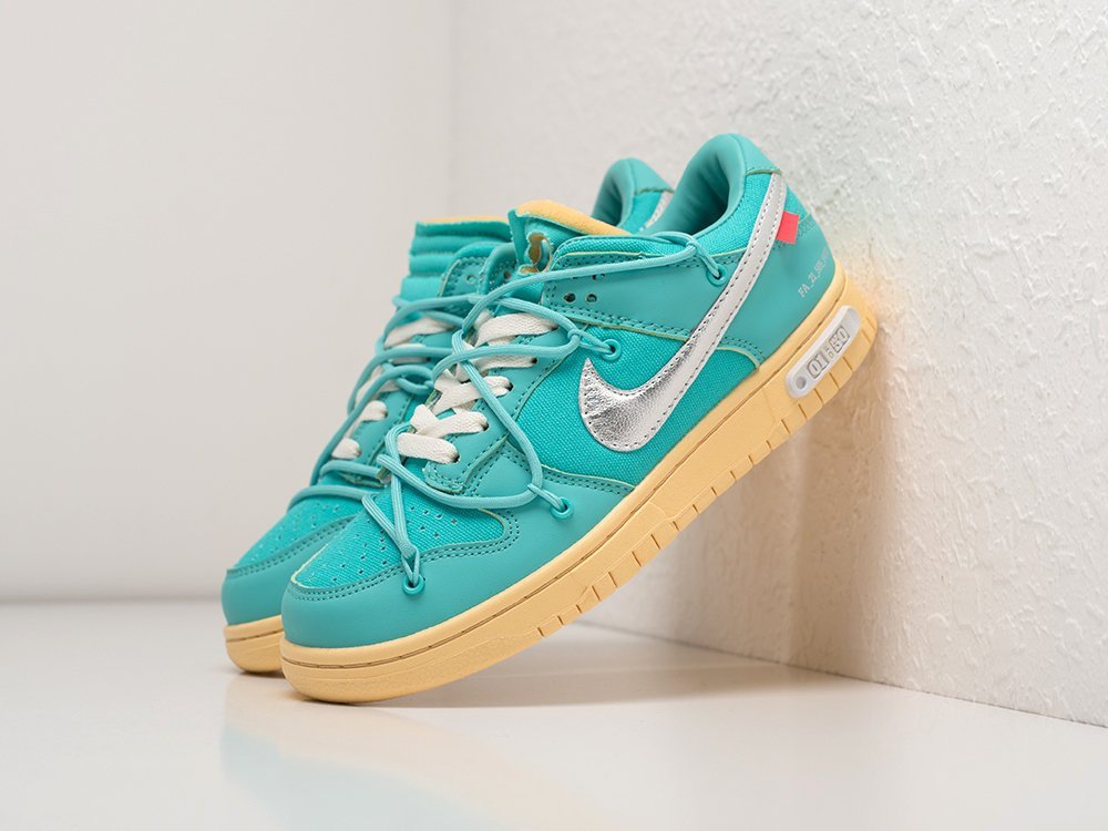 Nike SB Dunk Low x OFF-White Tiffany голубые текстиль мужские (AR23843) - фото 2 Nike SB Dunk Low x OFF-White Tiffany голубые текстиль мужские (AR23843) - фото 2
