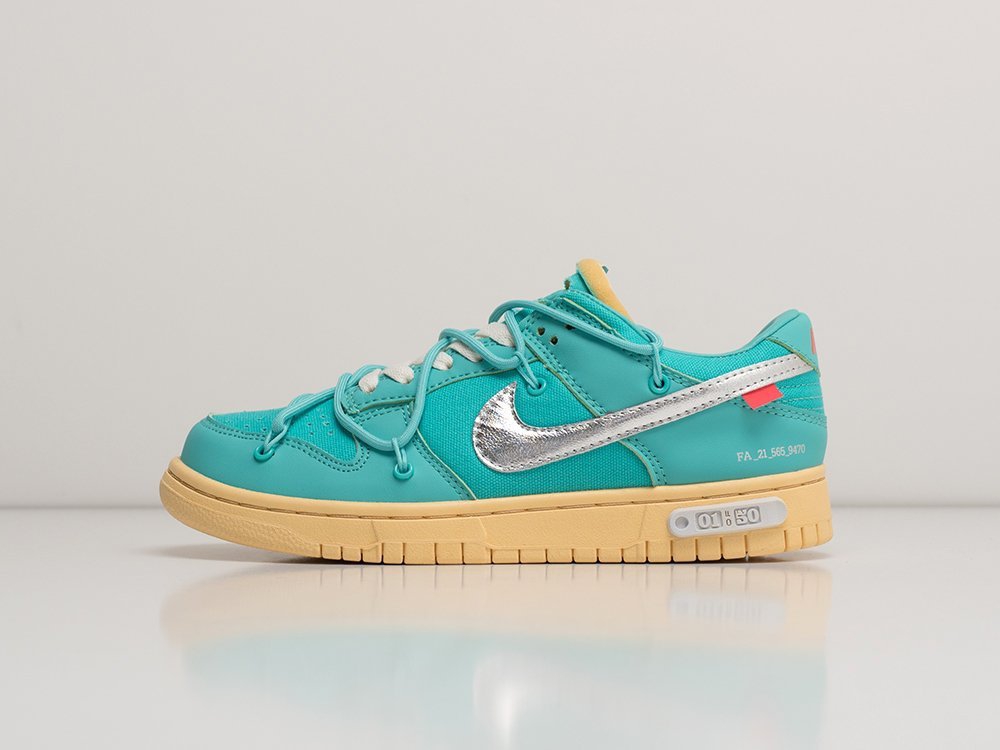 Nike SB Dunk Low x OFF-White Tiffany голубые текстиль мужские (AR23843) - фото 1 Nike SB Dunk Low x OFF-White Tiffany голубые текстиль мужские (AR23843) - фото 1
