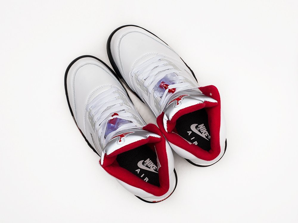 Nike Air Jordan 5 Retro Fire Red 2020 белые текстиль мужские (AR23853) - фото 3