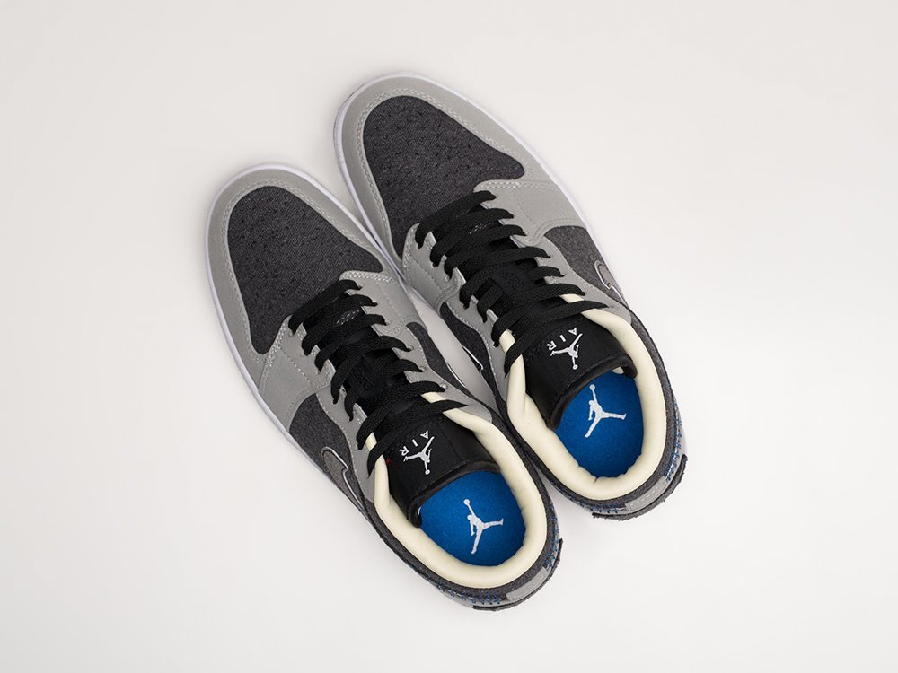 Мужские кроссовки Nike Air Jordan 1 Low Crater Light Smoke Grey / Black / Racer Blue (40-45 размер) фото 3