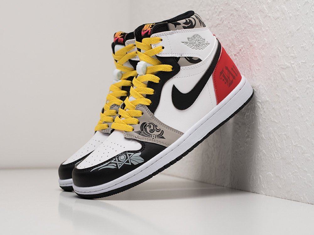 Мужские кроссовки Nike Air Jordan 1 White / Black / Red / Grey (40-45 размер) фото 2