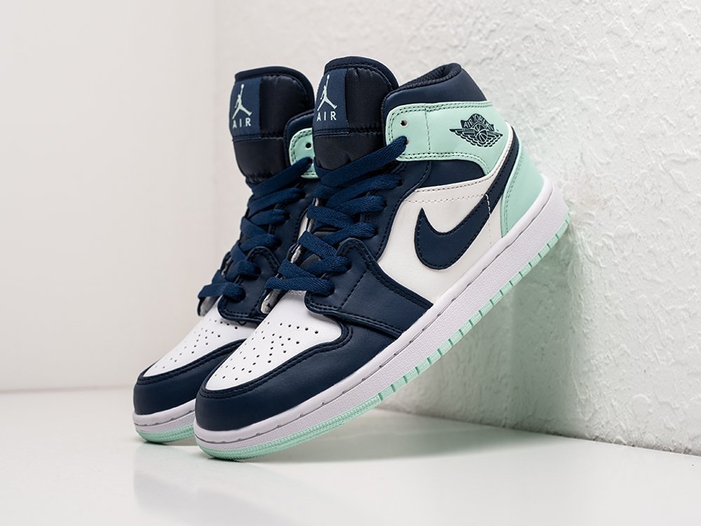 Nike Air Jordan 1 Mid Blue Mint разноцветные кожа мужские (AR24111) - фото 2 Nike Air Jordan 1 Mid Blue Mint разноцветные кожа мужские (AR24111) - фото 2